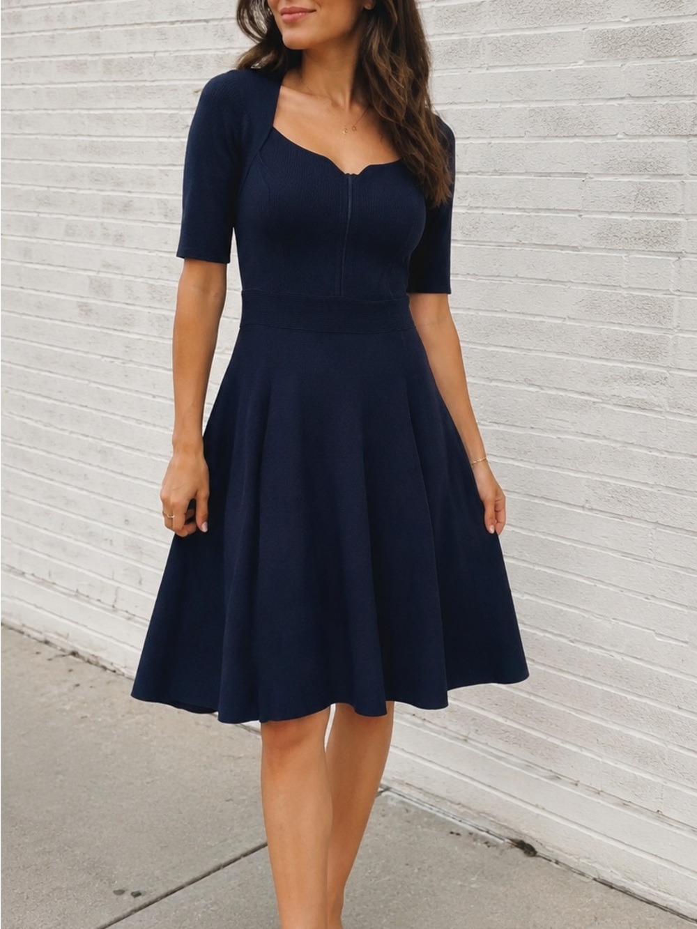 Ted Baker London Navy Milly Sweetheart Fit-and-Flare Midi Dress